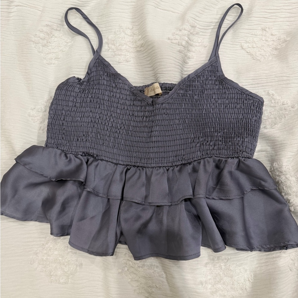 Altar'd State Slate Ruffle Camisole